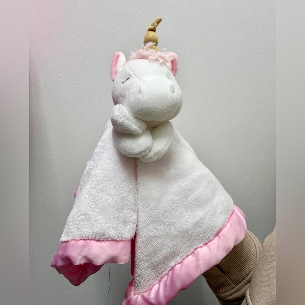 Carter's Pink and White Unicorn Plush Blanket Lovey